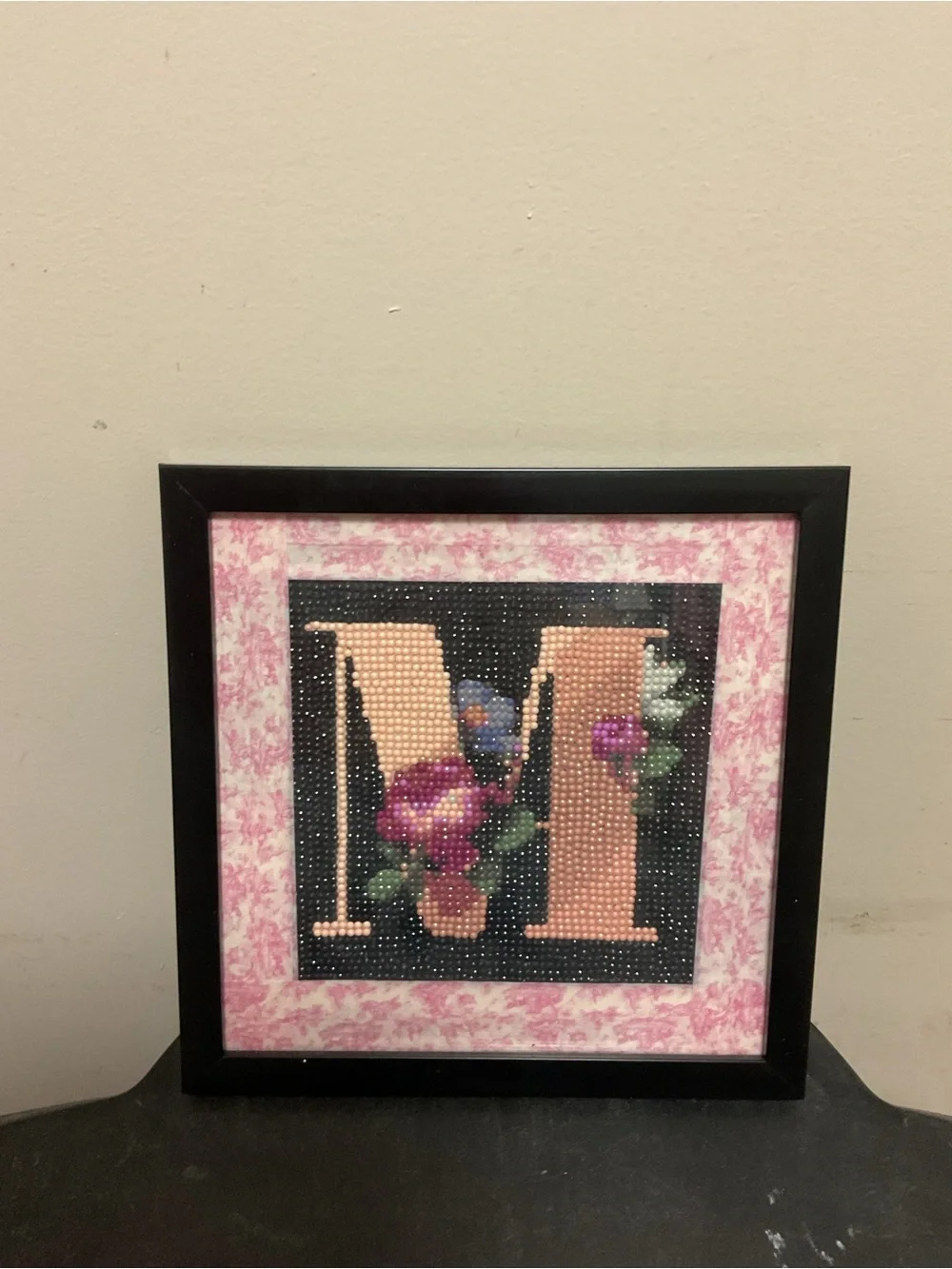 Letter M Diamond Art Wall Decor ✨ Framed Floral Initial 8x8